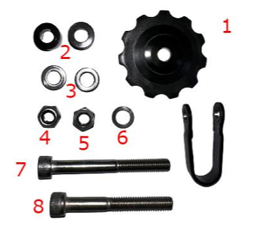 Last inn bildet i gallerivisningen, Tern chain guide pulley wheel / løpehjul (complete set) (H)