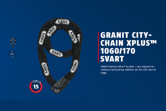 ABUS kjettinglås 1060 CityChain X-Plus 170 cm svart
