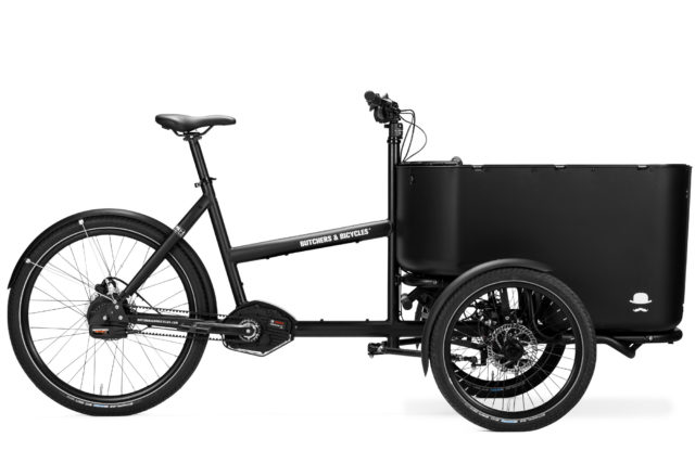 Produktbilde av en svart Butchers & Bicycles MK1-E3 Familie lasteelsykkel